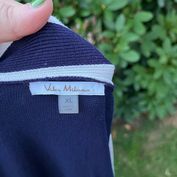 Vila Milano Blue Cardigan with White Accents - Picture 5 of 5